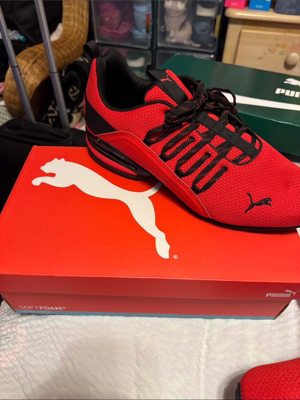 Puma Red and Black Low-Top Athletic Sneakers